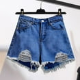 thumbnail image 2 of Seductiva Women's Jeans Thin High Waist Denim Shorts for Women Ripped Wide Leg Loose Large Size Slim Edge Hot Pants 0 1PC, 2 of 5