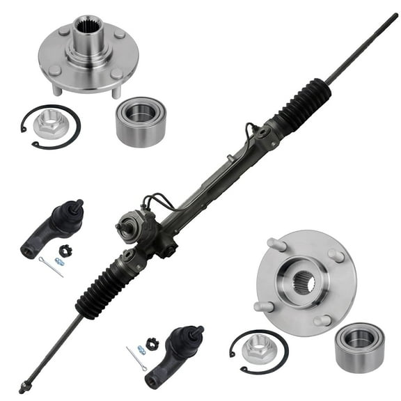 Detroit Axle - Front 5pc Rack & Pinion Kit for 08-11 Ford Focus, Power Steering Rack & Pinion Assembly Wheel Bearing Hubs Outer Tie Rods 2008 2009 2010 2011 Replacement