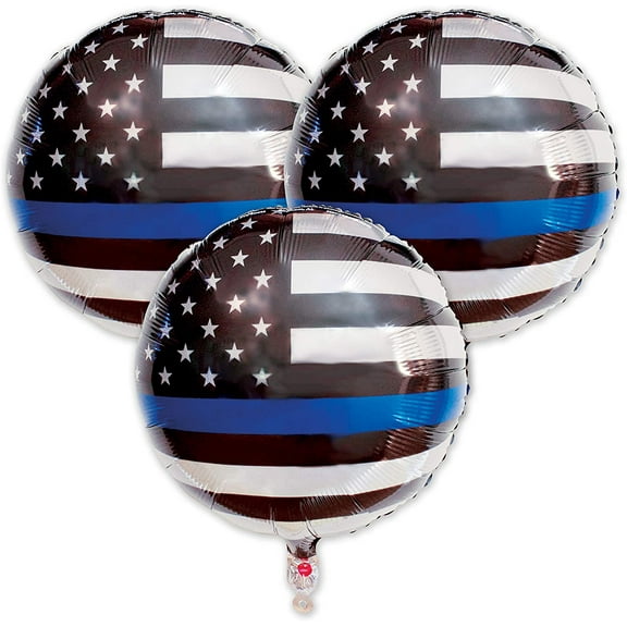 Havercamps Police-Thin Blue Line Pattern 18 Round Mylar Balloon 3Pcs