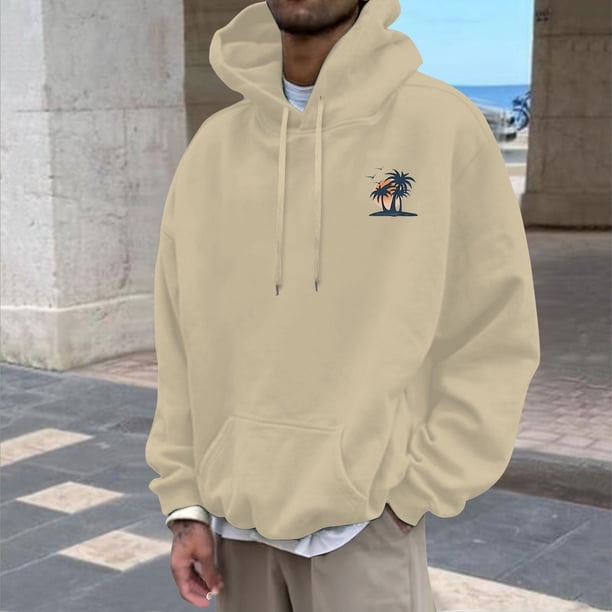 WILLBEST Sudaderas Navideñas Sudaderas con Capucha y Sudaderas De Moda para Hombre Sudadera con Estampado De Árbol De Coco Sudadera Holgada con Capucha y Bolsillo XXGrande
