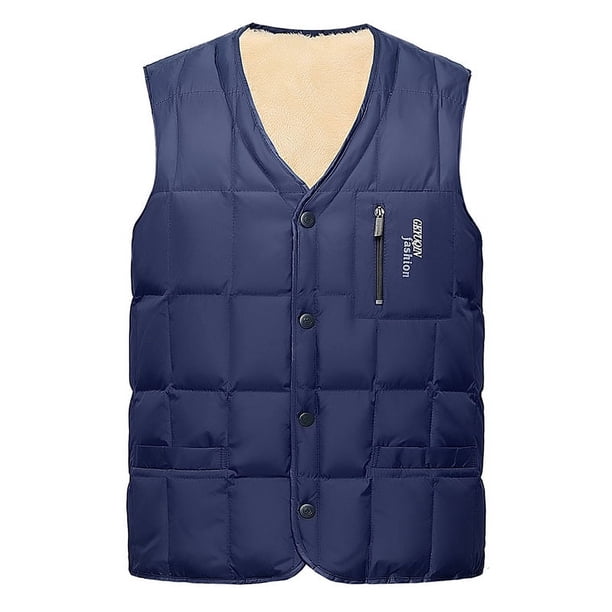 Chaleco de algodón con plumón para hombre de mediana edad, talla grande, corto, para otoño e invierno, con forro polar