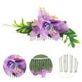 thumbnail image 3 of Unique Bargains 1 Pc Women's Styling Simulated Flowers Hair Clip Comb for Parties Purple Polyester Fabric Iron, 3 of 4