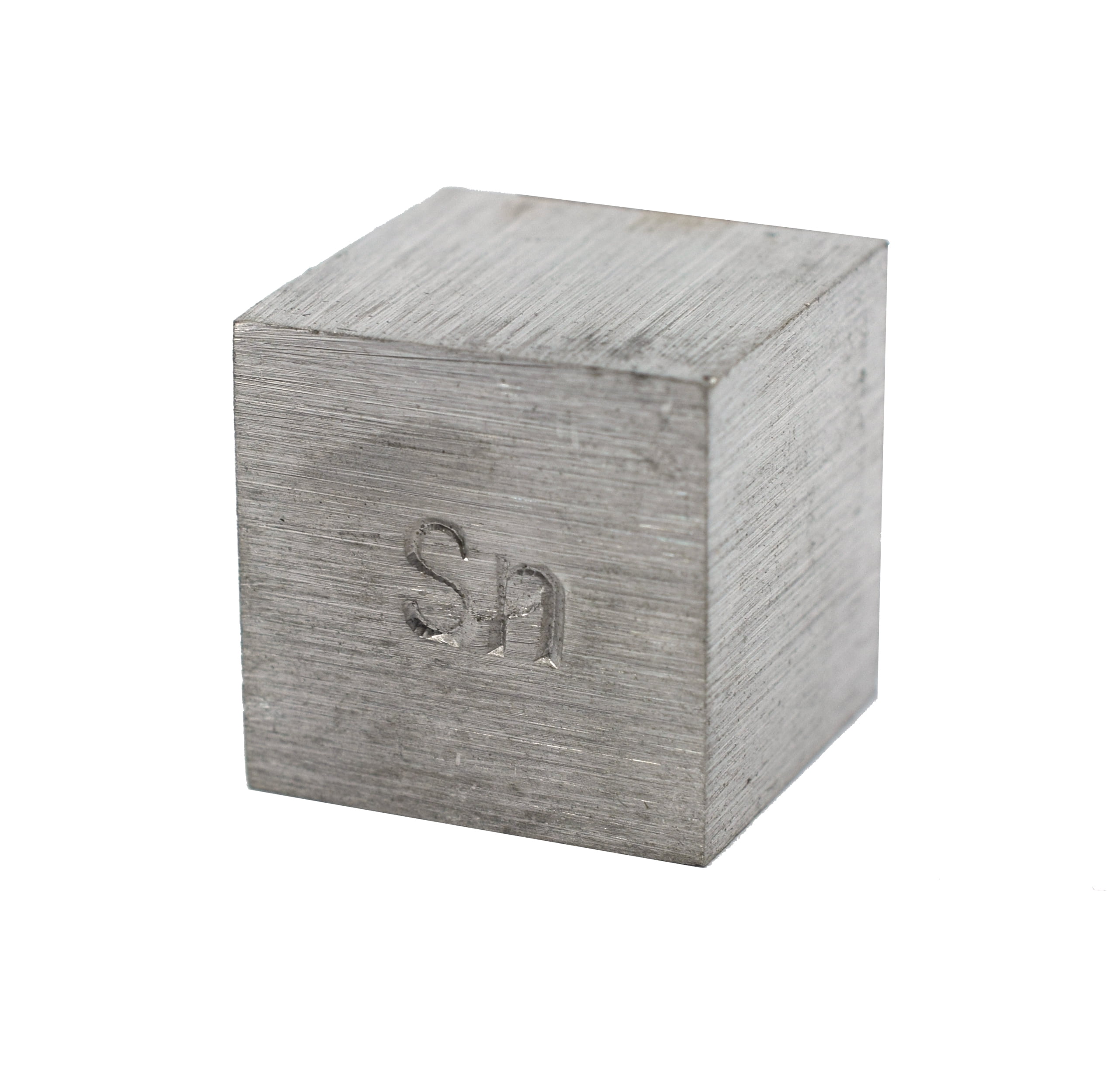 Density Cube, Tin (Sn) with Element Stamp 0.8 Inch (20mm) Sides For