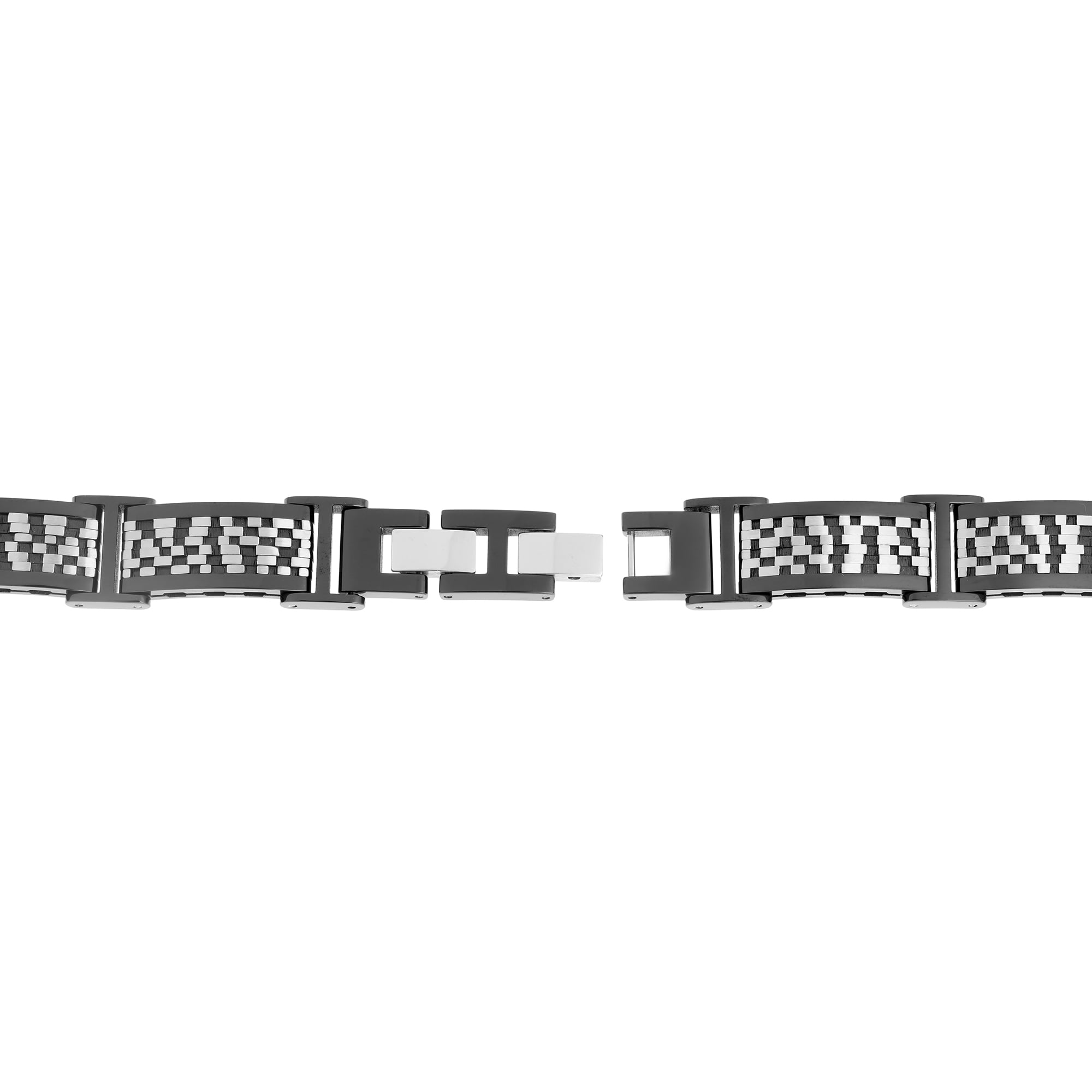 Metro Jewelry Stainless Steel Textured Bracelet Black Ip Plating Lock Extender