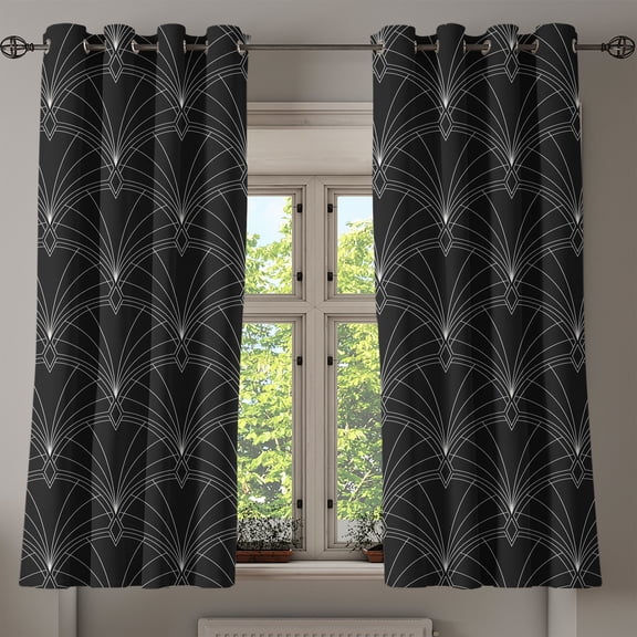 Ambesonne Grommet Curtain, , 50"x60", Charcoal Grey White