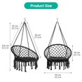 thumbnail image 6 of Hanging Swinging Macrame Chair, 330LBS Heavy Duty, 31.5" Wide Cotton Seat, Knitted Rope and Steel O-Rings for Bedroom Patio Balcony Indoor Outdoor (Black), 6 of 7