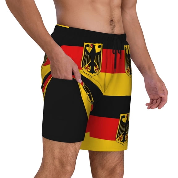 Mens Swim Trunks Flag Of Germany Quick Dry Board Shorts with Compression Liner