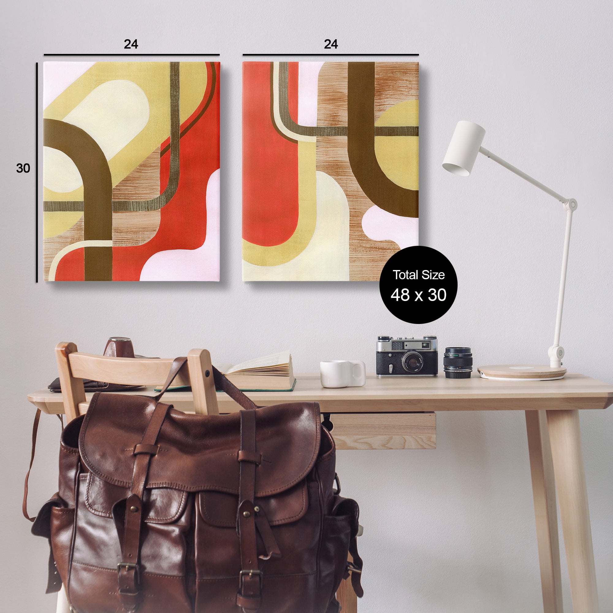 Stupell Industries Rustic Winding Shapes Abstract Painting Gallery Wrapped Canvas Art Print Wall Art, 24 x 30, Set of 2