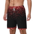 thumbnail image 2 of Balery Red Glitter1 Mens Swim Trunks Swim Shorts for Men Quick Dry Inseam Beach Shorts with Compression Liner Pocket-XX-Large, 2 of 9