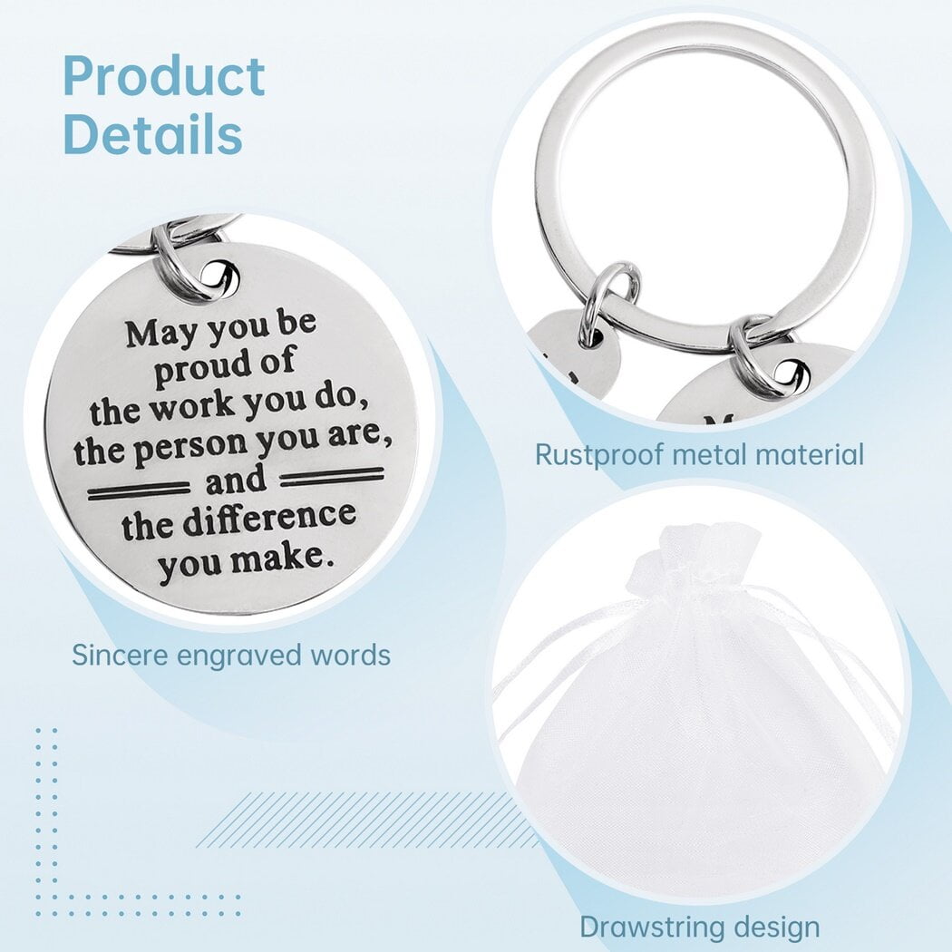 150 PCS Employee Appreciation Gifts, Bulk Thank You Keychains Gifts, Inspirational Stainless Steel Keyrings with Drawstring Bags and Cards, Appreciation Gifts for Coworker Nurse