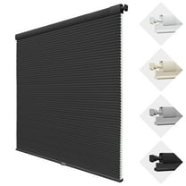 MiLin No Drill Cordless Cellular Shades Color-Matched No Tools Cellular Shades Honeycomb Design Blinds Shades for Window Room Office (Light Filtering Black, 17" W X 60" H)