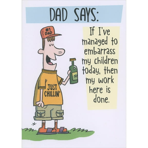 Designer Greetings Managed to Embarrass My Children: Man Holding Bottle Humorous / Funny 3D Father's Day Card with Sliding Panel