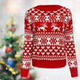 thumbnail image 1 of Cuello redondo Suéter de Nad Blusa Puente Reno Estampado pá Noel Reno de punto Jersey de punt pá Noel para fiesta Rojo m Macarena Suéter tejido, 1 of 8