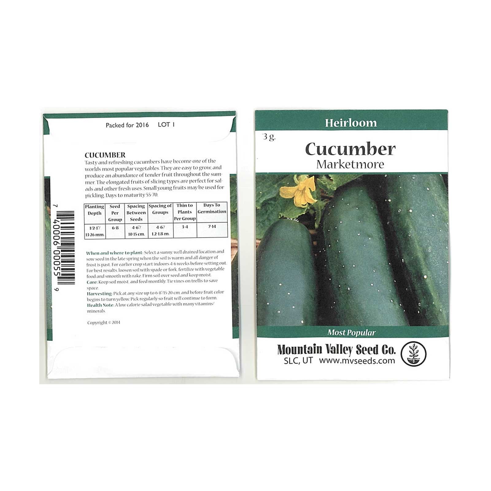 Marketmore 76 Cucumber Garden Seeds 3 Gram Packet NonGMO, Heirloom