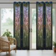 thumbnail image 3 of Outdoor Curtains for Patio Waterproof, Stained Glass Windproof Pravicy Outside Porch Blackout Curtain, Vintage Abstract Botanical Plant Sun Blocking Grommets Curtains for Cabana 2 Panels 54"x95", 3 of 9