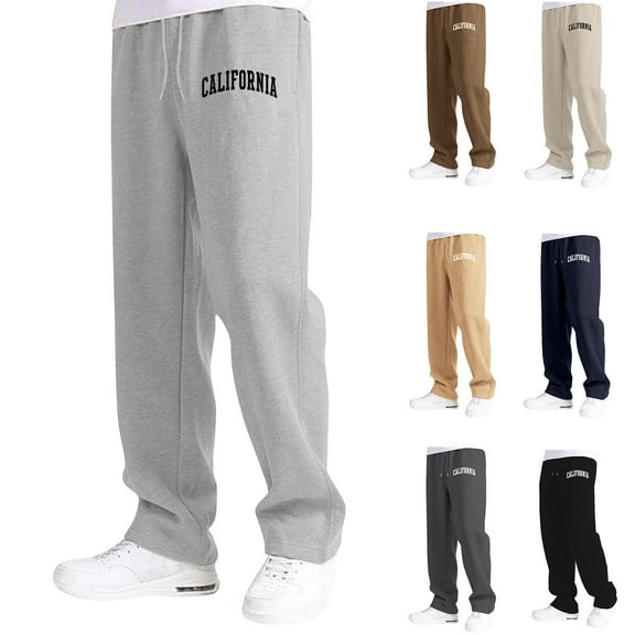 MUXiin Boys Sweatpants Size 14-16 Cotton Lined Wide Leg Elastic Waist Active Sweat Pants Open Bottom Tricot Sweat Pants for Boys,Brown,10-11 Years