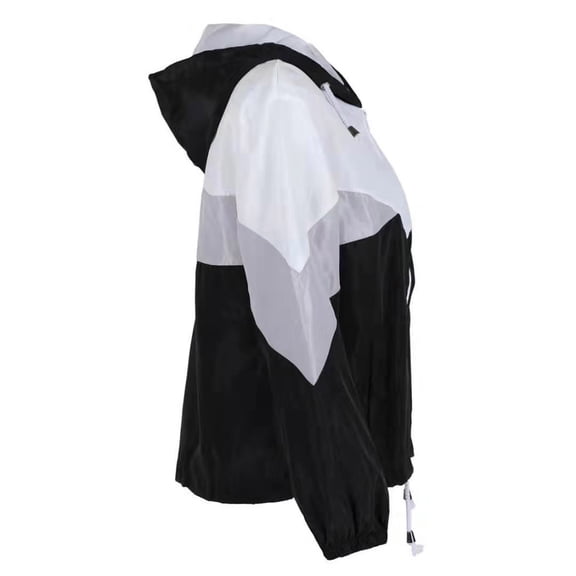 Black and Friday Deals 2023 Lindreshi Fall Jackets for Women Quilted Womens Long-Sleeved Hooded Zipper Stitching Contrast Color Windbreaker Coat