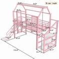 thumbnail image 5 of Bellemave Twin Size Loft Bed with Slide and Stairs, Metal House Bed with Storage Shelves, Playhouse Beds Frame with Large Space Underneath for Kids Teens（Pink), 5 of 8