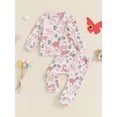 thumbnail image 2 of Suealasg Toddler Baby Girl Fall 2Pcs Outfits Dinosaur Butterfly Chicken Print Long Sleeve Sweatshirts Long Pants Set 6M 1T 2T 3T 4T Little Girls Autumn Clothes Set, 2 of 7