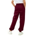 thumbnail image 4 of KAUOD Girls Sweatpants Ribbed Cuffs Joggers Cute Sweat Pants Teen Kids Plain Baggy Fleece Warm Sport Pants with Pockets, 4 of 7