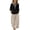 #0258-Black, variant on Women Boho Embroidered Sets 3/4 Sleeve Linen Blend Tops Wide Leg Loose Pants Bohemian Two Piece Outfits for Festival Vacation