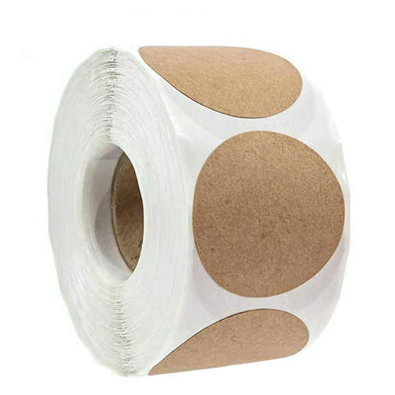 Natural Brown Kraft Round Label Sticker, Permanent Adhesive For Craft Project, Exquisite Packaging Of 500Pcs Roll