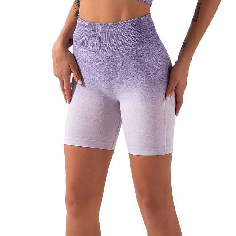 YWDJ Athletic Shorts for Women High Waisted New Tie-Dye Seamless Yoga Wear  Sports Yoga Shorts Purple L 