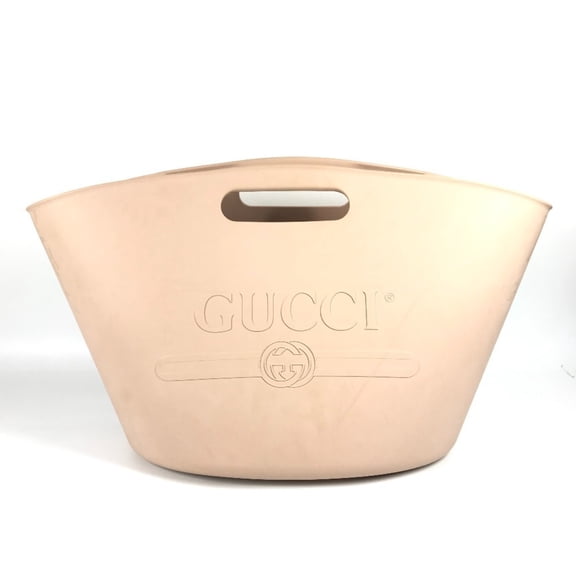 Pre-Owned GUCCI 511261 Bucket Bag Logo Laundry Handbag Rubber Women's Beige (Fair)