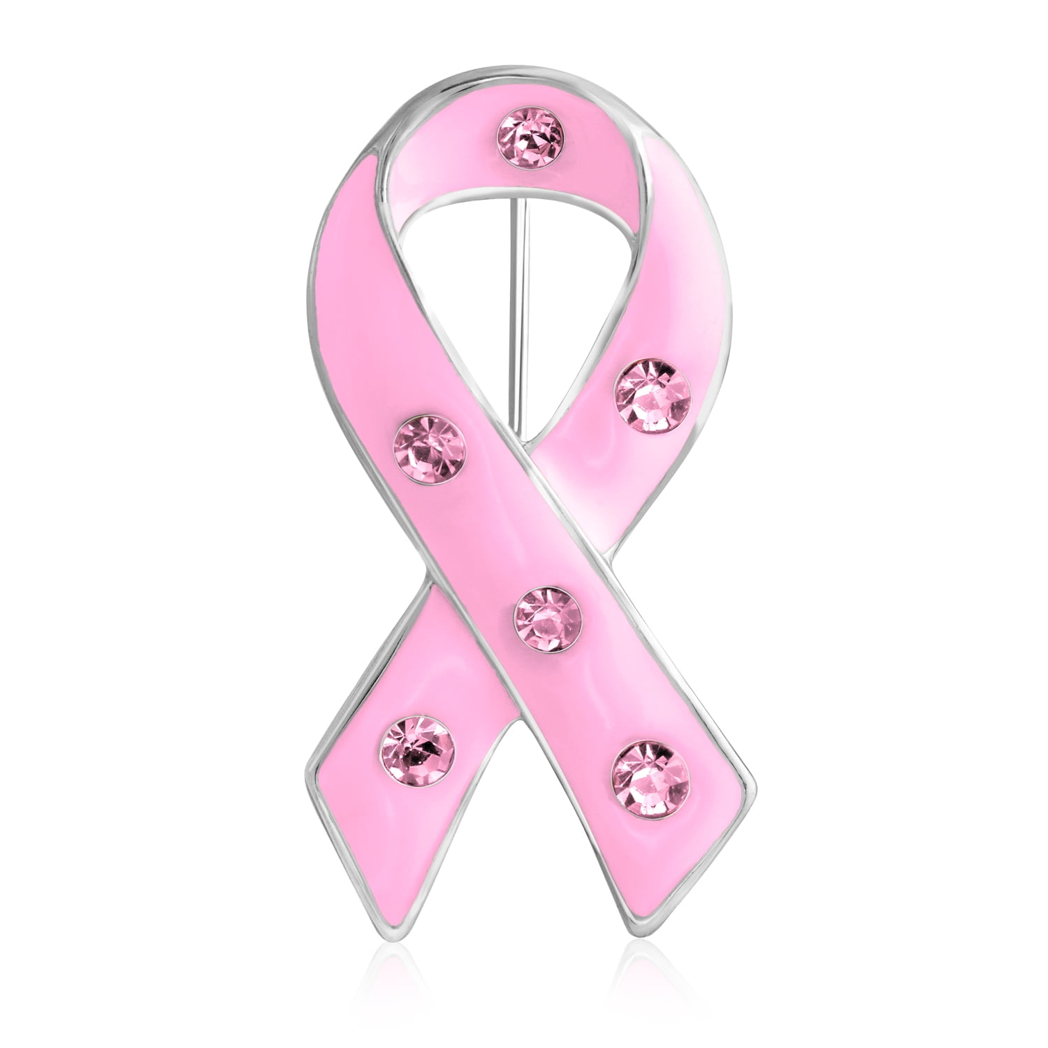 Crystal Accent Enamel Pink Ribbon Support the Cause Breast 
