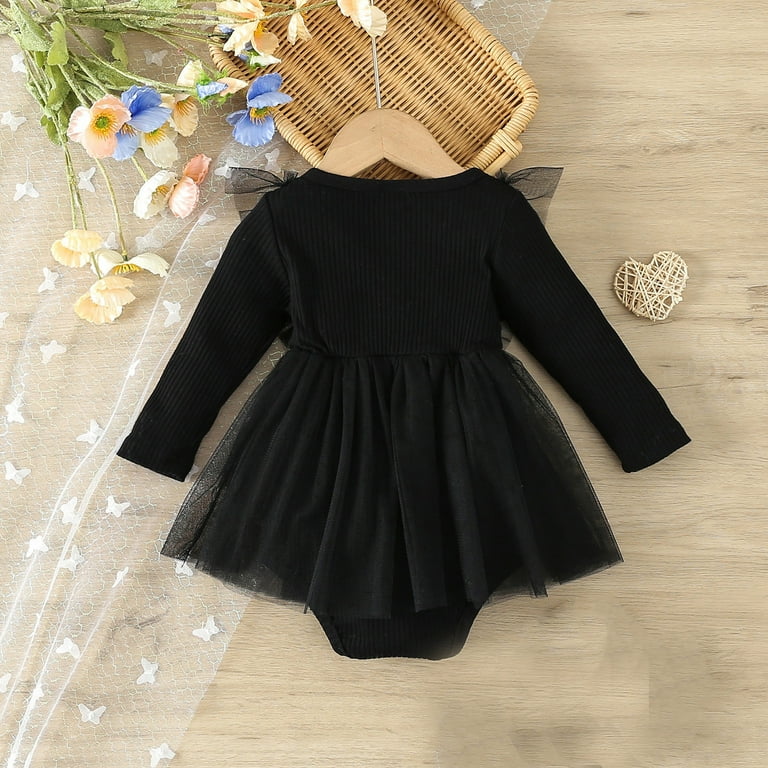 Baby Dress Solid Color Girls Tulle Dress Romper Long Sleeve Bodysuit Berry  First Birthday Outfit Girl Outfits for Baby Girls 18-24 Months - Walmart.com