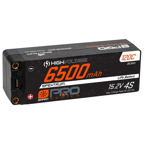 Spektrum Accessories 6500mAh 4S 15.2V Smart Pro Race HV LiPo 120C 5mm SPMX64S120HT Car Batteries & Accessories