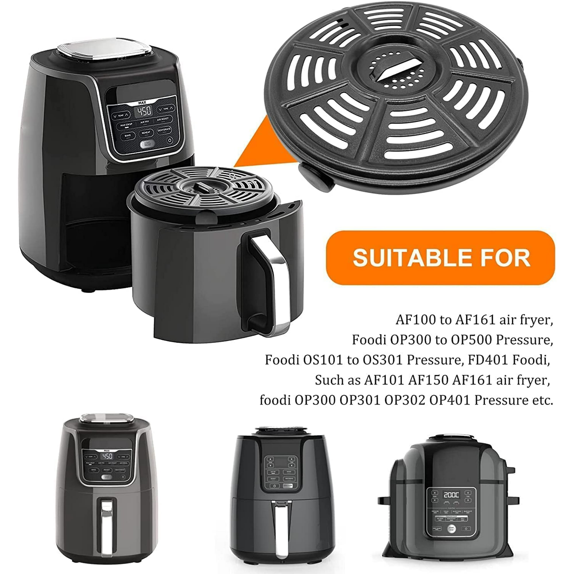Air Fryer Grill Pan for Ninja Air Fryers 8.2 IN Premium Round Grill Plate Tray Replacement Parts with Rubber Bumpers for Ninja Foodi Non Stick Dishwasher Safe Walmart