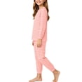 thumbnail image 5 of Mifsaly Two Piece Pajama Set for Girls Boys Plaid Print Long Sleeve Crewneck Pullover Tops and Jogger Pants Kids Lightweight Soft Casual Sleepwear, 5 of 6