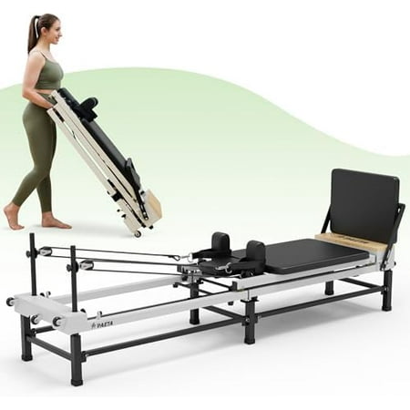 PAETA Pilates Reformer, 91" Foldable Reformer Pilates Machine with Adjustable Reformer Heights, Pilates Equipment with Piano Wire Spings and Jump Boards