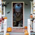 thumbnail image 4 of Halloween 3D Scary Evil Clown Door Stickers, 30 x 79 inch Evil Clown Realistic Door Wallpaper Sticker for Halloween Decoration, Home Party Removable S, 4 of 5