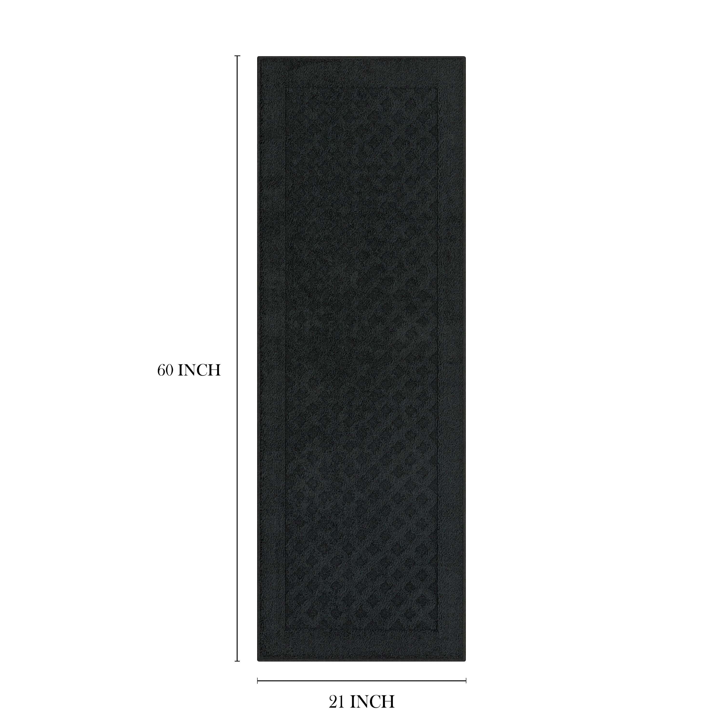(4 pack) Mainstays Dylan Solid Diamond Olefin Black Indoor Runner Rug, 1'9"x5'