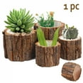 thumbnail image 2 of [1pc Round Art Deco Planter] Art Deco Style Wooden Tree Stump Planter - Round Lightweight Tabletop Flower Pot for Indoor and Out, 2 of 8