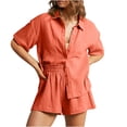 thumbnail image 2 of Rompers for Women Cotton Linen 1 Piece Summer Casual V Neck Button Sleeveless Straight Leg Loose Jumpsuits with Pockets, 2 of 9