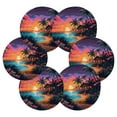 thumbnail image 2 of 6 Pcs Beach Palm Tree Sunset Drink Coasters with Holder Absorbent Coaster Sets Cup Heat-Resistant Hot Pads Mats for Bar Table Protection, 2 of 7