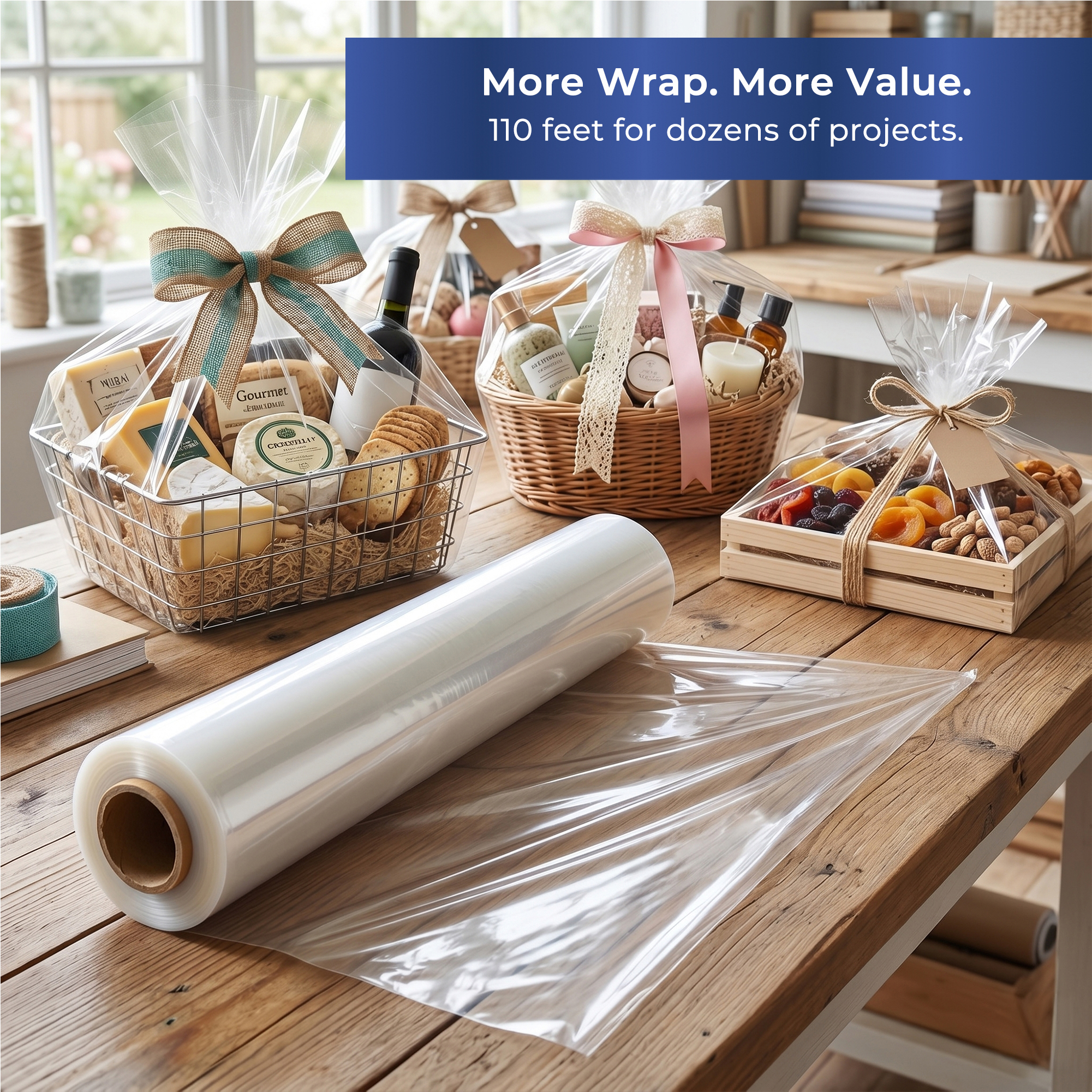 Fiesta Wraps Clear Cellophane Roll, 31.5 Inch x 110 Feet photo 6