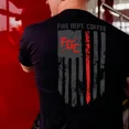 thumbnail image 2 of Fire Department Coffee Thin Red Line Athletic Fit Cotton T-Shirt, Extra Small, 2 of 4