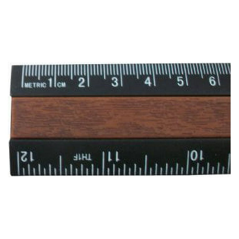 12 Fluorescent Wood Ruler - English & Metric Scale