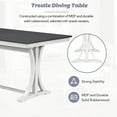thumbnail image 4 of Solid Wood Dining Table Set for 6, Mid-Century Trestle Table with 4 Victorian Round Upholstered Dining Chairs and Long Bench, 6-Piece Home Kitchen Dining Room Set, Gray+Antique White, 4 of 9