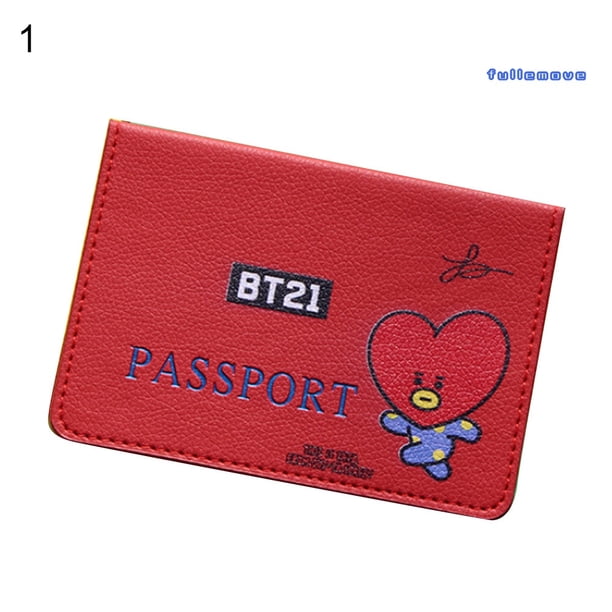 Moda BTS de dibujos animados de impresión de cuero sintético pasaporte cubierta titular funda protectora fullemove huangjie unisex