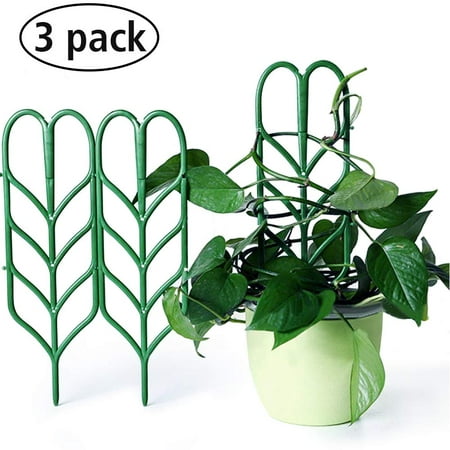 Coolmade Garden Trellis for Mini Climbing Plants, Leaf Shape Potted Plant Support Vines Vegetables Vining Flowers Patio Climbing Trellises for Ivy Roses Cucumbers Clematis Pots Supports (3