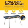 thumbnail image 4 of Navy Blue Christmas Table Cloths for 8 Foot Rectangle Tables, Snowman Xmas Tree Snowflake Gifts Elk Patio Waterproof Elastic Fitted Tablecloths, Washable Rectangular Table Cover for Camping, 4 of 8