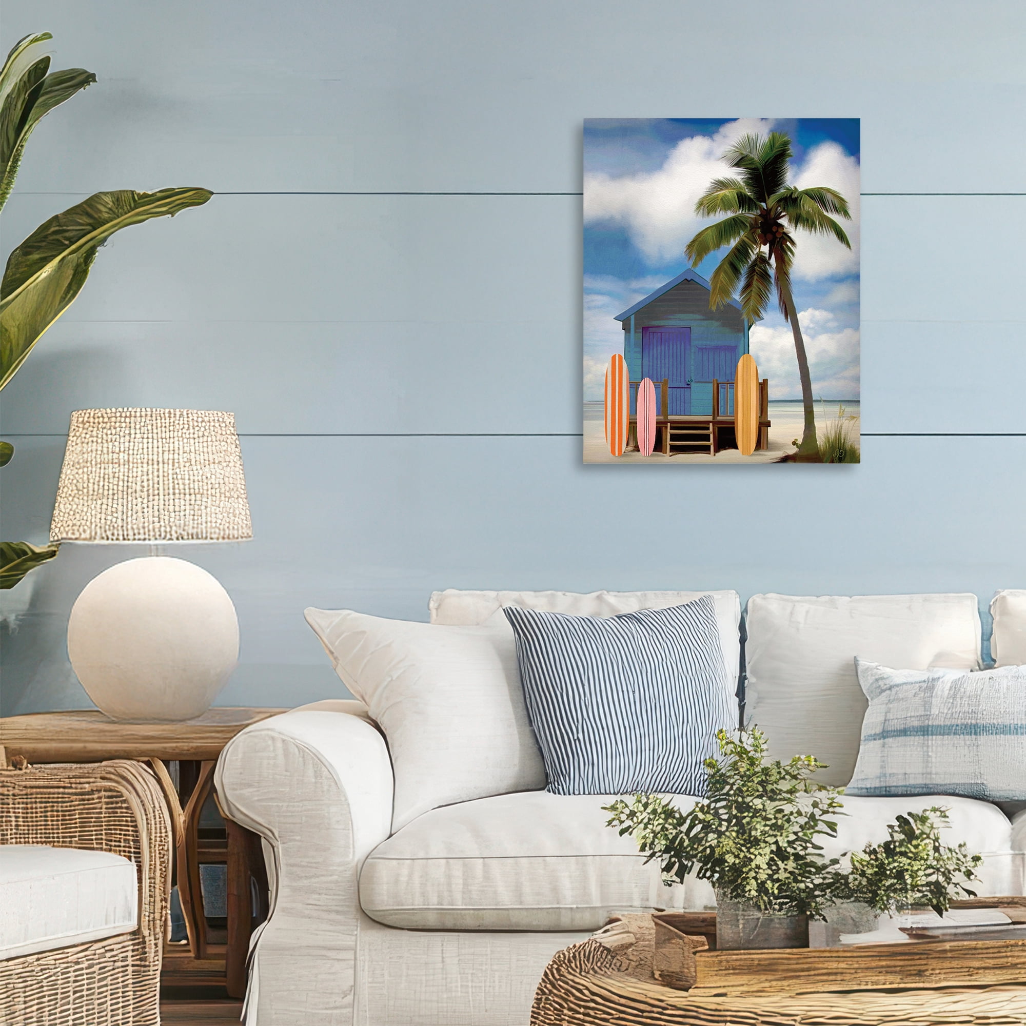 Stupell Industries Palm Overhanging Surf Shop Canvas Wall Art, design by Lisa R Dumm