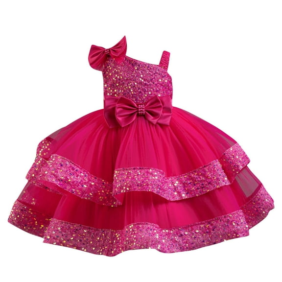Birthday Dress for Toddler Baby Girls Sequin Tiered Tulle Tutu Party Flower Girl Wedding Kids Pageant Formal Prom Gown with BowKnot