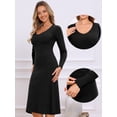 thumbnail image 2 of DARING DIVA Women's Sweater V Neck Long Sleeve Ribbed Knit Midi Dress M Black, 2 of 6