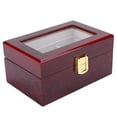 thumbnail image 4 of Caja expositora de relojes de madera con 3 rejillas, caja de almacenamiento para relojes con ventana transparente (rojo), 4 of 14
